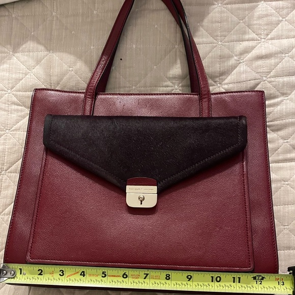 Kate Spade Large Tote Zarinah Hyde Tote Pink Burgundy Leather Suede Shoulder Bag - Picture 11 of 12